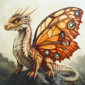 Dragon with Butterfly Wings Illustration