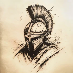 Ink Drawing of Ancient Helmet