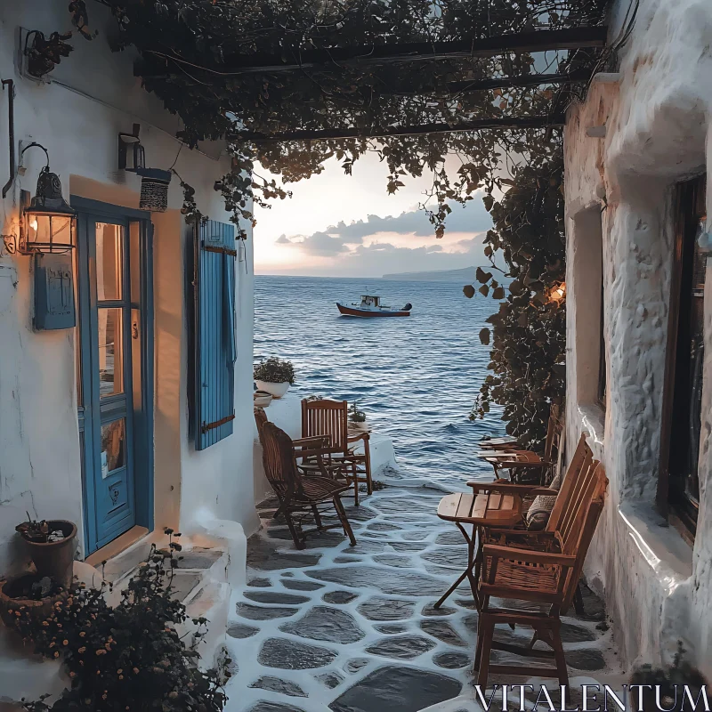 AI ART Tranquil Seaside Terrace in Greece