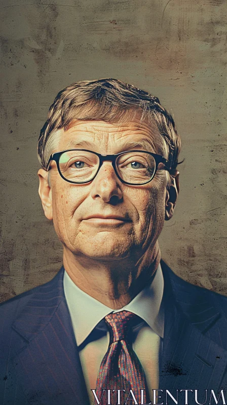 AI ART Insightful Bill Gates Portrait in Formal Attire