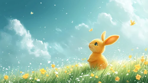 Serene Springtime Rabbit Scene