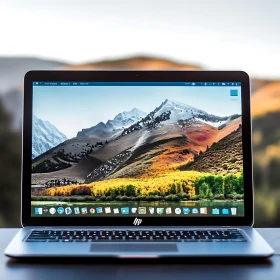 Autumn Mountain Landscape on Laptop Screen