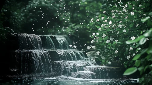 Tranquil Cascading Waterfall
