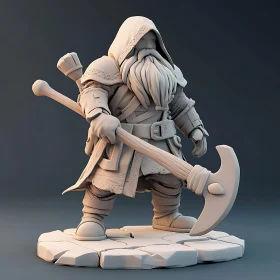 Hooded Dwarf Warrior Ready for Battle