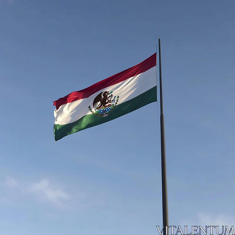 Flag of Mexico Against Azure Skies AI Image