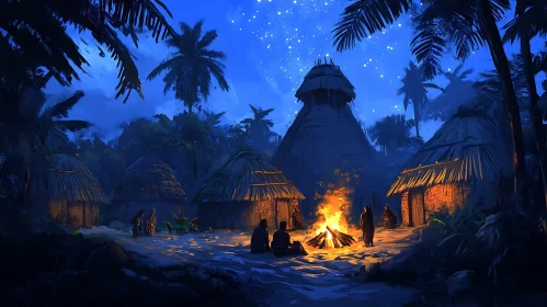 Night in a Tropical Village