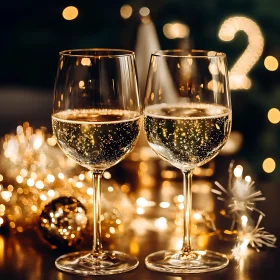 Golden Champagne Flutes Festive Moment