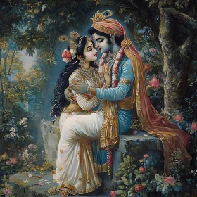 Serene Embrace in Divine Love Art