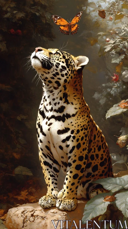 AI ART Wild Elegance: Jaguar and Butterfly