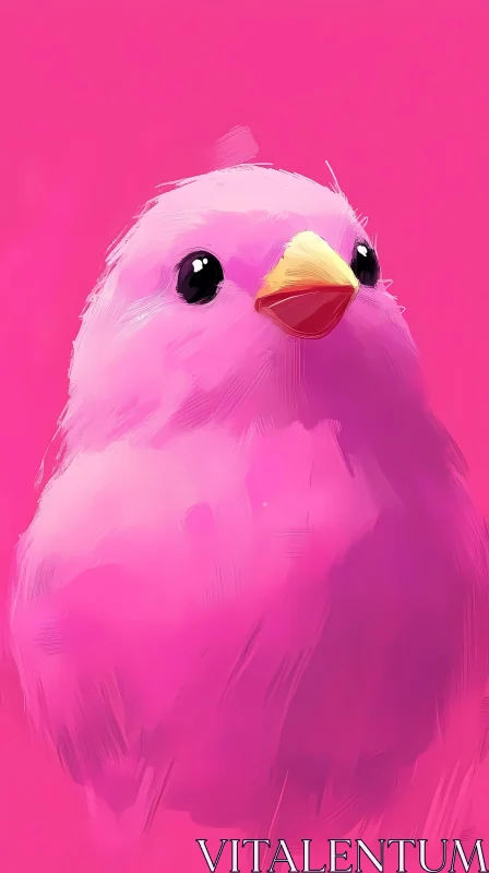 Whimsical Pink Bird Portrait AI Image