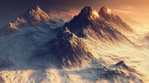 Sunset Illuminating Snow-Capped Peaks