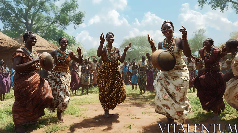 AI ART African Women Dancing in Village