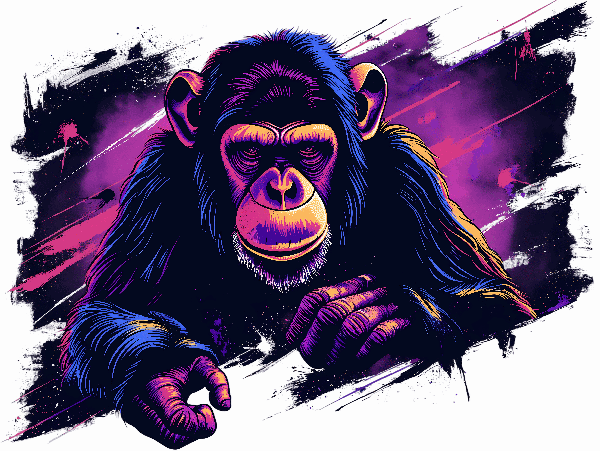 Vibrant Monkey Art for T-Shirts POD Design