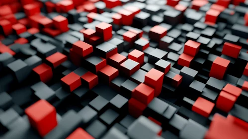 Geometric Red Black Cubes