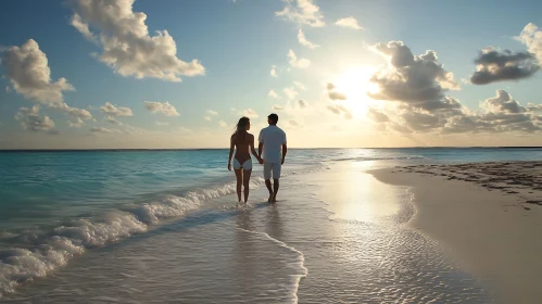 Couple's Beach Walk at Sunset