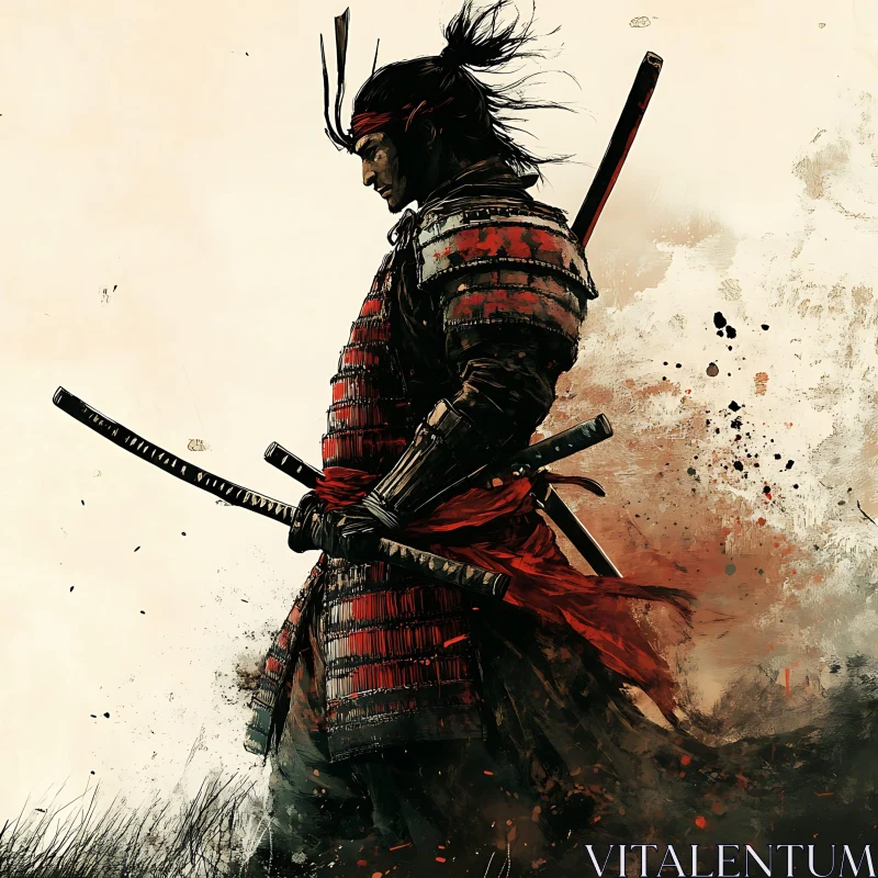 AI ART Samurai Warrior in Red Armor