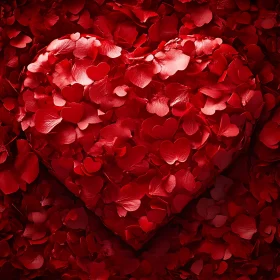 Abstract Heart Made of Red Petals