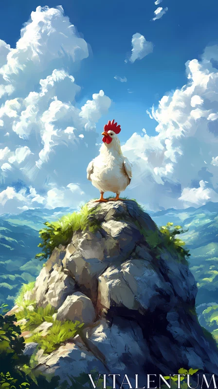 AI ART Majestic Chicken on Mountain