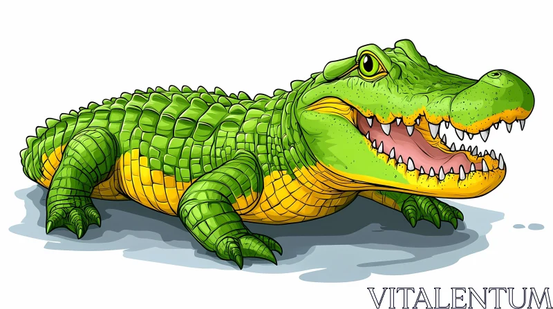 Crocodile Drawing with Open Mouth AI Image