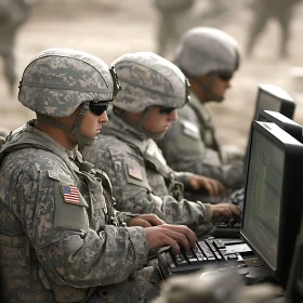 Tech-Savvy Soldiers in Combat Uniforms