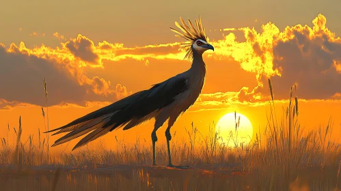 Crowned Bird at Dusk
