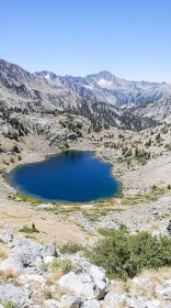 Peaceful Mountain Lake with Rocky Surroundings