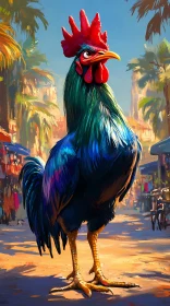 Colorful Rooster at the Market