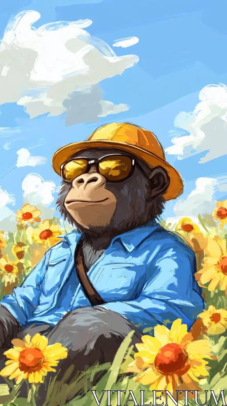 Gorilla in Sunglasses and Hat AI Image