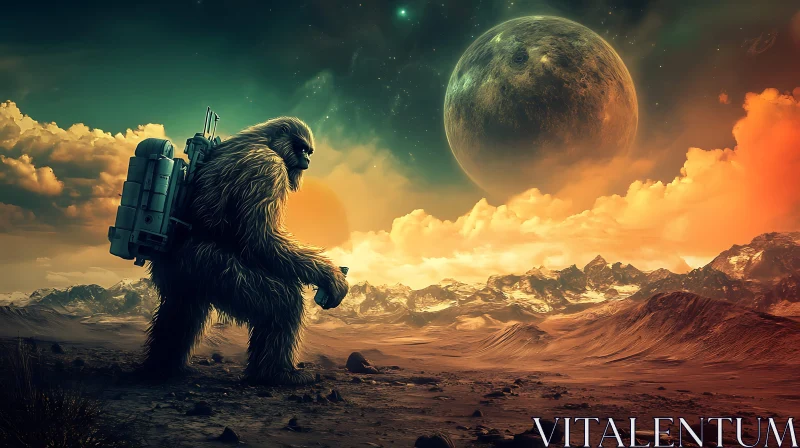 Sasquatch Explorer in Space AI Image