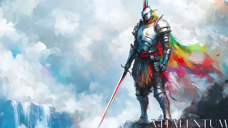 AI ART Rainbow Knight on the Edge