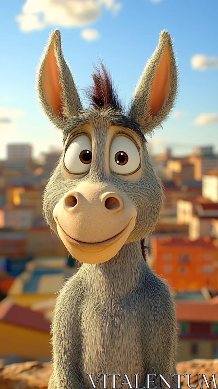 Smiling Cartoon Donkey AI Image