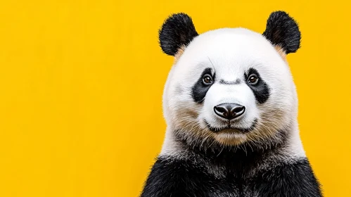 Panda Portrait with Yellow Background