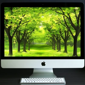 Digital Forest Scene on Monitor