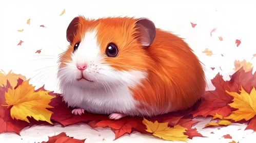 Hamster Among Fall Leaves Art