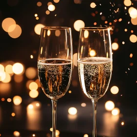 Sparkling Wine Celebration with Bokeh Lights