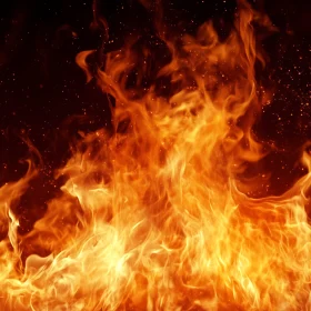 Fiery Blaze Against Dark Background