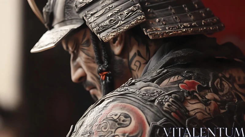 Warrior Profile: Detailed Samurai Illustration AI Image