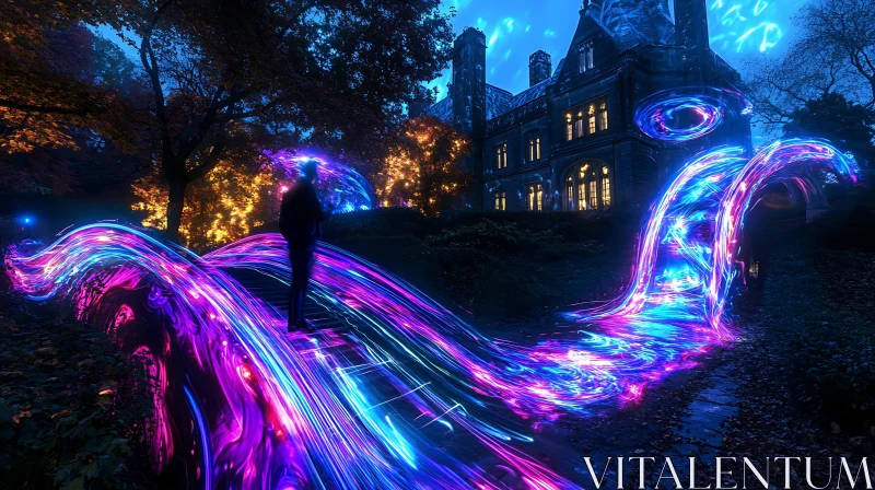 AI ART Illuminated Neon Path to Grand Architecture