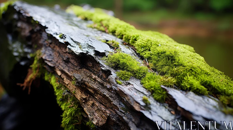 Moss-Covered Log in a Traditional British Forest - Forestpunk Aesthetic AI Image