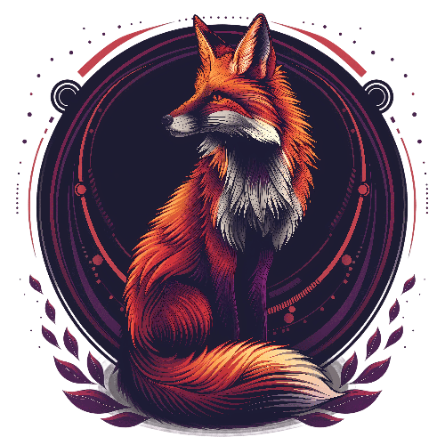 Stylized Fox with Geometric Elements on Transparent Background POD Design