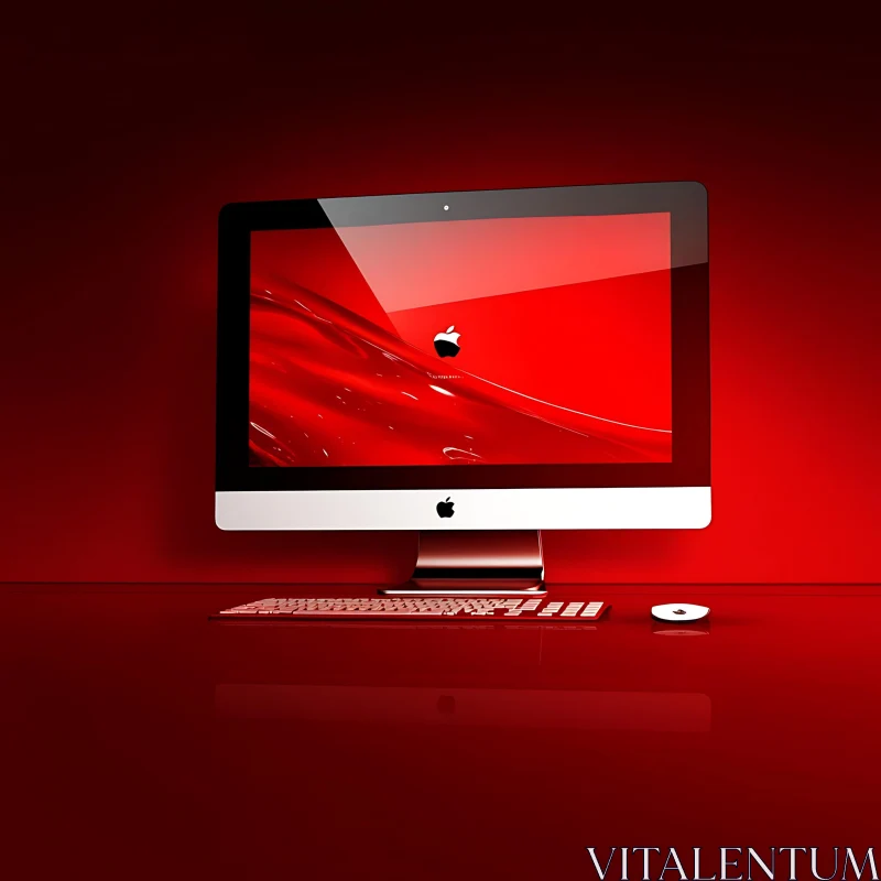 AI ART Sophisticated Apple Desktop with Red Theme