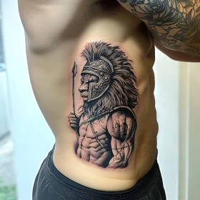 Monochrome Lion Warrior Tattoo Design