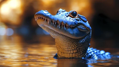 Crocodile's Gaze in Aquatic Environment