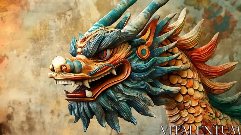 Ornate Dragon Head Art AI Image