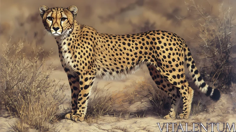 Cheetah Standing in the Wild AI Image