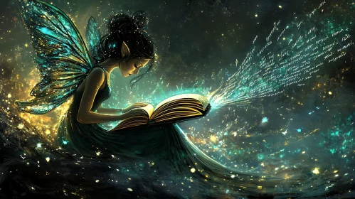 Fairy Reading a Glowing Book