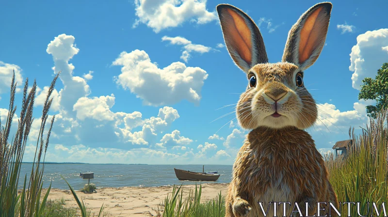 AI ART Bunny by the Shore