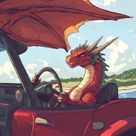 Red Dragon Convertible Cartoon