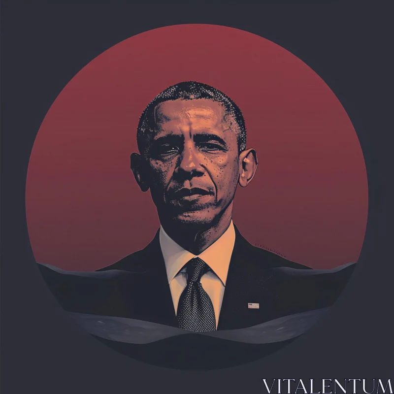 AI ART Barack Obama in Suit Against Red Background