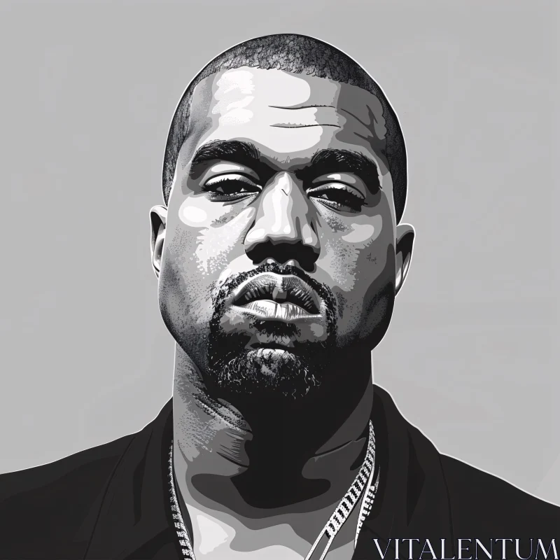 Monochrome Pop Art of Kanye West AI Image